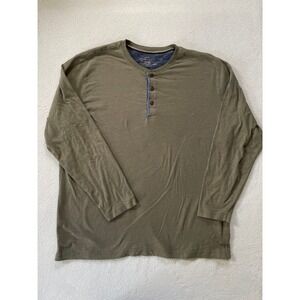Weatherproof Mens XXL Henley Shirt Olive Green Long Sleeve Vintage Cotton Blend